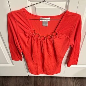 Soft Surroundings Coral Blouse with Ring Accents